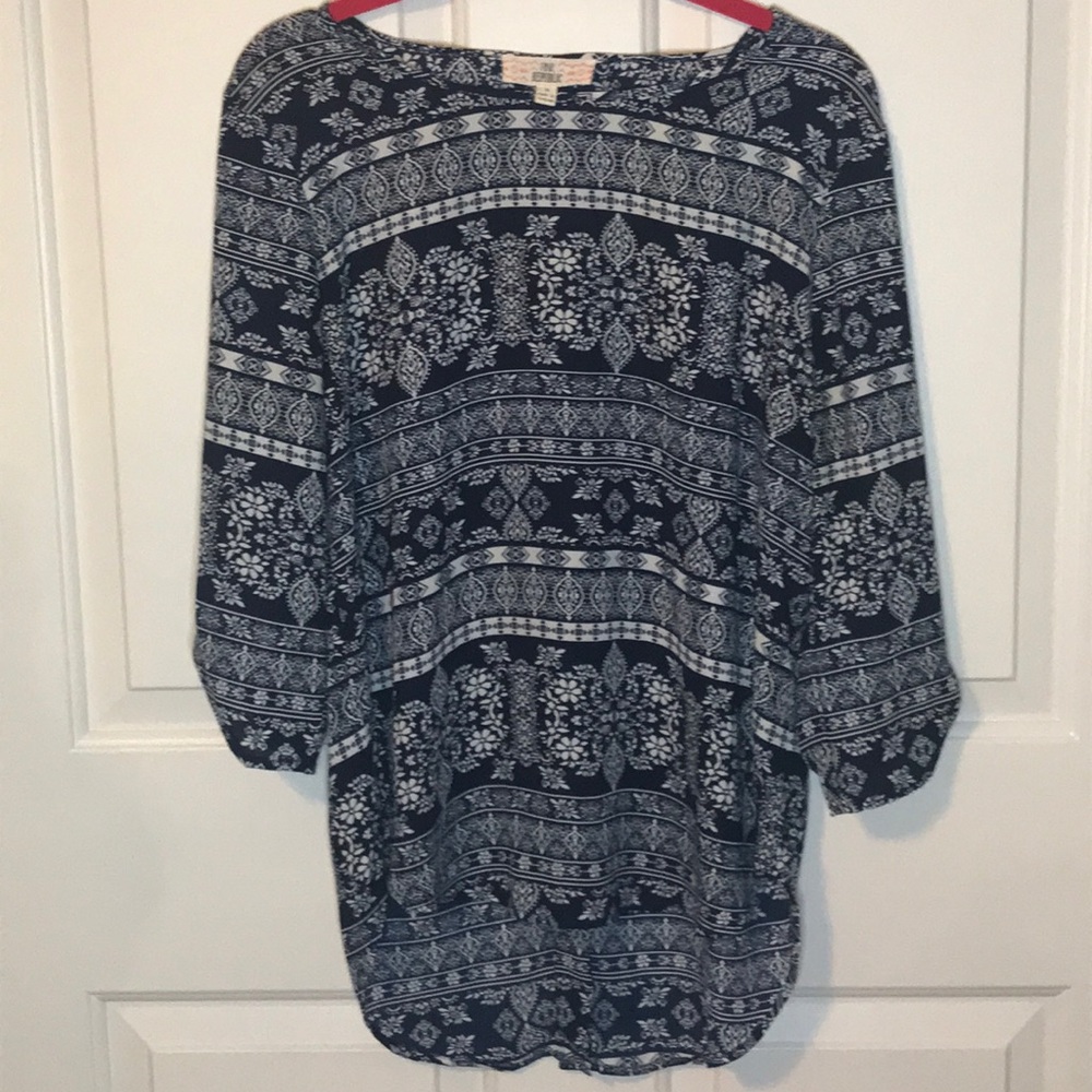 Navy and white sheer top